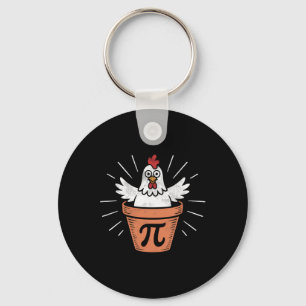 Funny Chicken Pot Pi Day Pie Math Lover Geek 3.14 Key Ring
