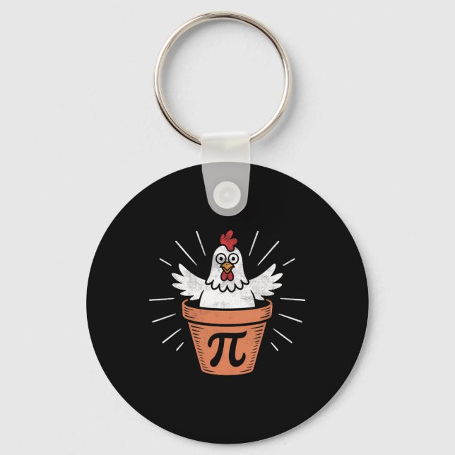 Funny Chicken Pot Pi Day Pie Math Lover Geek 3.14  Key Ring (Front)