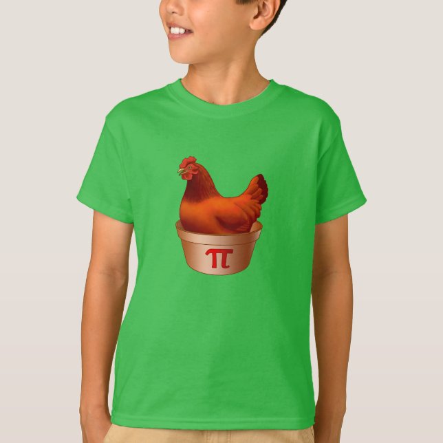 Funny Chicken Pot Pi (Pie) Red Hen T-Shirt (Front)