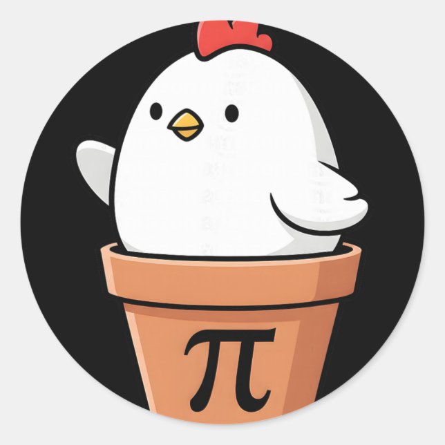 Funny Chicken Pot Pie 3,14 Pi Number Math Teacher  Classic Round Sticker (Front)