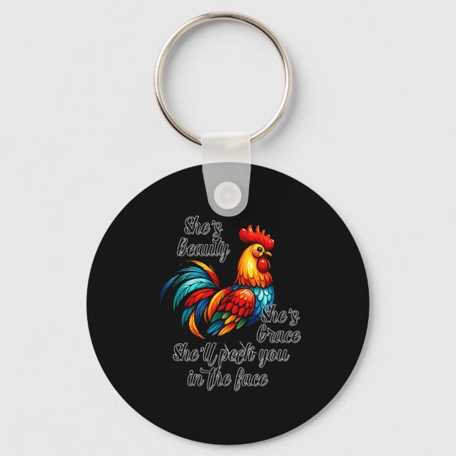 Funny Chicken Quote  Key Ring (Front)