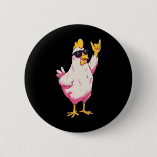 Funny Chicken Retro Style Cartoon Poultry Humour D 6 Cm Round Badge