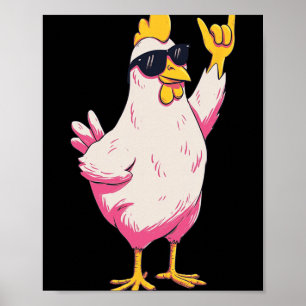 Funny Chicken Retro Style Cartoon Poultry Humour D Poster