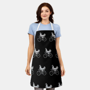 Funny Chicken Riding Bike Cyclist Cute Animal Love Apron