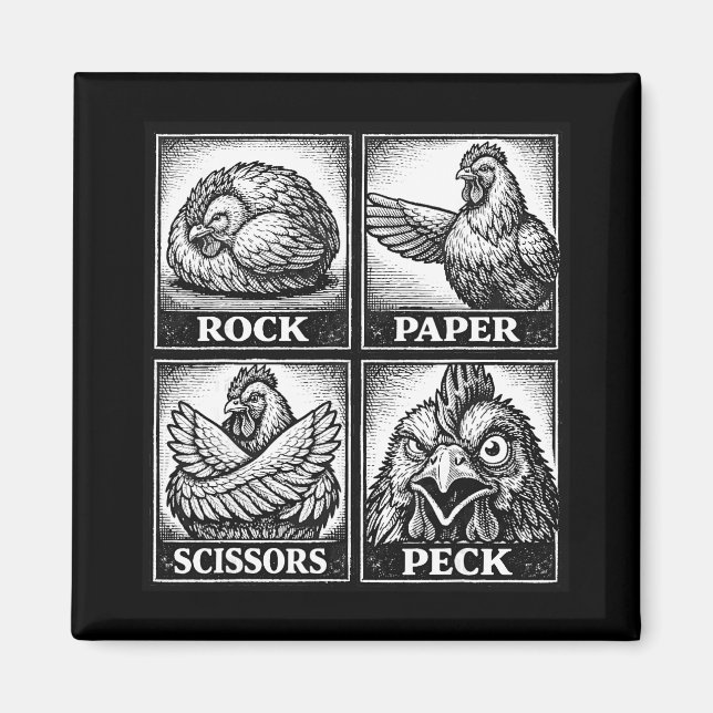 Funny Chicken Rock Paper Scissors Peck Chicken Lov Magnet (Front)