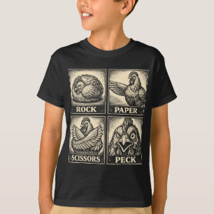 Funny Chicken Rock Paper Scissors Peck Chicken Lov T-Shirt
