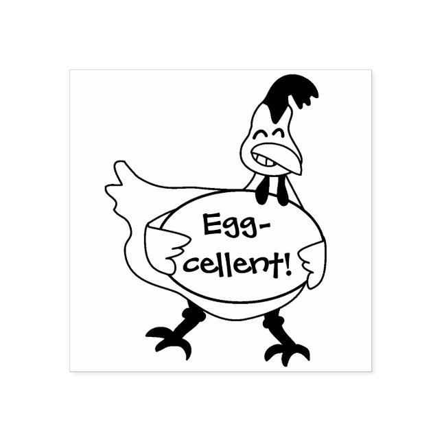 Funny Chicken Rubber Stamp for Teachers Excellent (Imprint)