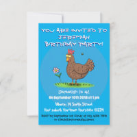 Funny chicken rustic cartoon illustration