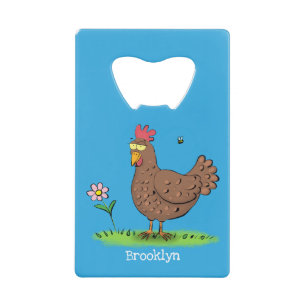 Funny chicken rustic whimsical cartoon