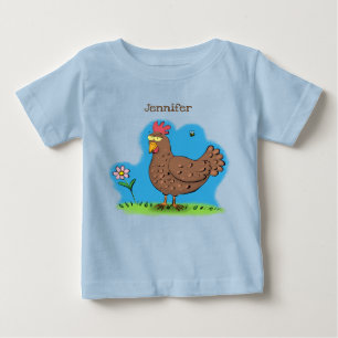 Funny chicken rustic whimsical cartoon baby T-Shirt