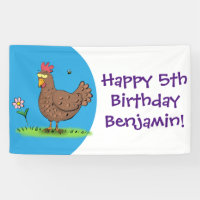 Funny chicken rustic whimsical cartoon