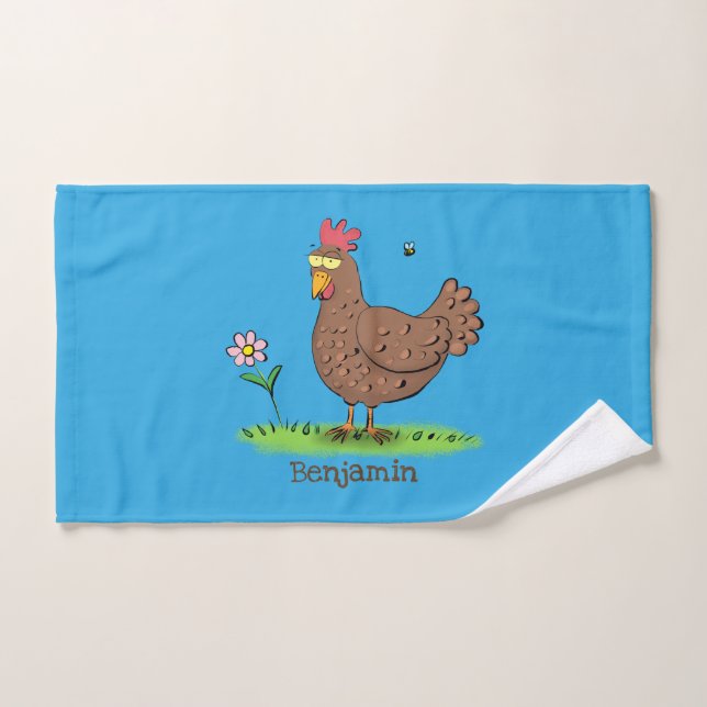 Funny chicken rustic whimsical cartoon bath towel set (Hand Towel)