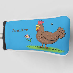 Funny chicken rustic whimsical cartoon golf head cover