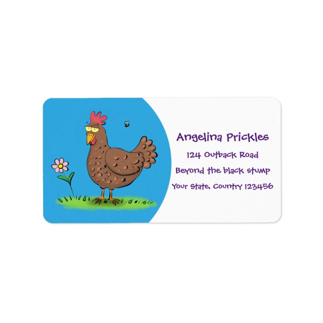 Funny chicken rustic whimsical cartoon label (Front)