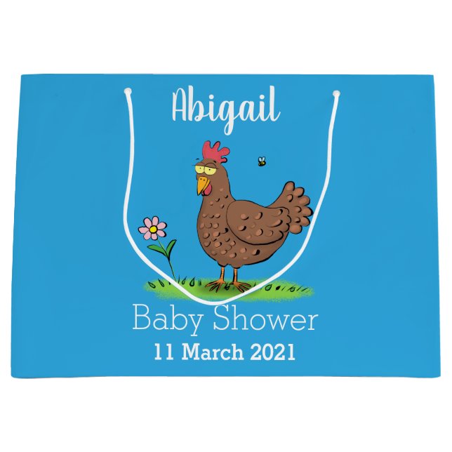Funny chicken rustic whimsical cartoon large gift bag (Front)
