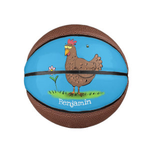 Funny chicken rustic whimsical cartoon mini basketball