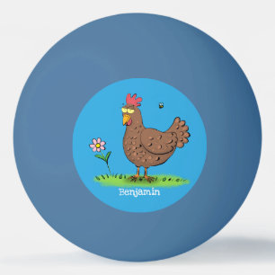 Funny chicken rustic whimsical cartoon ping pong ball