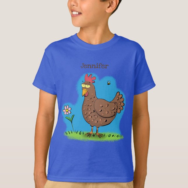 Funny chicken rustic whimsical cartoon T-Shirt (Front)