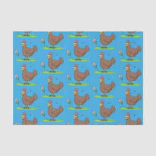 Funny chicken rustic whimsical cartoon tissue paper