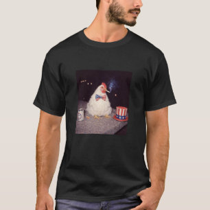 Funny Chicken Smoking Cigarette Beer Gen Z 4th of T-Shirt