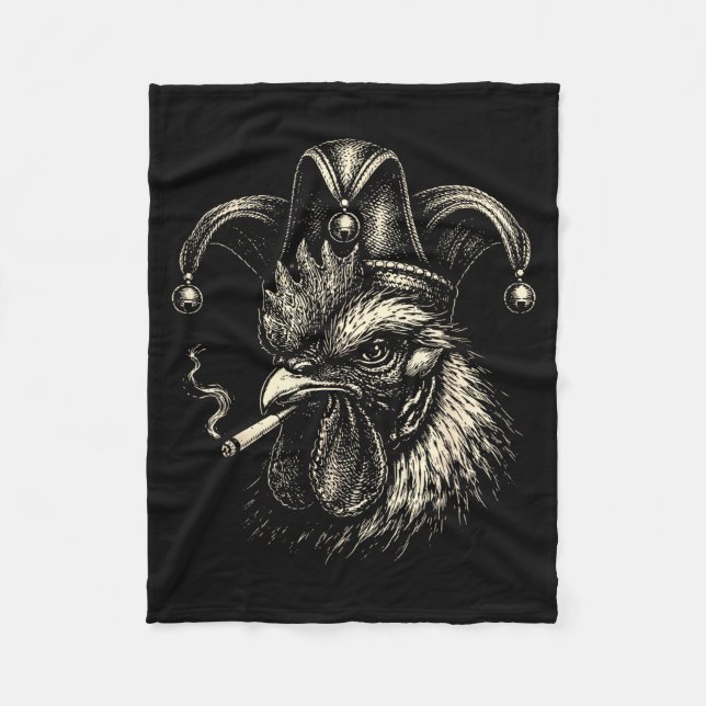 Funny chicken smoking cigarette meme rooster jeste fleece blanket (Front)
