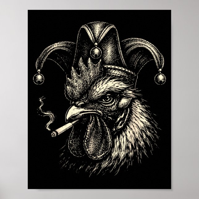 Funny chicken smoking cigarette meme rooster jeste poster (Front)