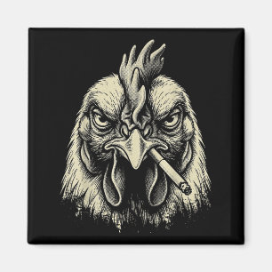 Funny Chicken Smoking Cigarette Meme Vintage Grung Magnet