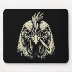 Funny Chicken Smoking Cigarette Meme Vintage Grung Mouse Pad