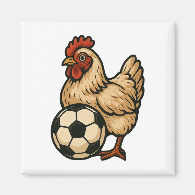 Funny Chicken Soccer  Magnet (Front)
