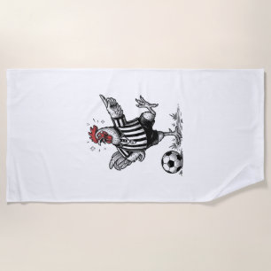 Funny Chicken Soccer Vintage Engraving Shirt_1 Beach Towel