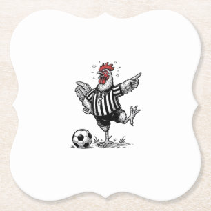 Funny Chicken Soccer Vintage Engraving Shirt_1 Paper Coaster