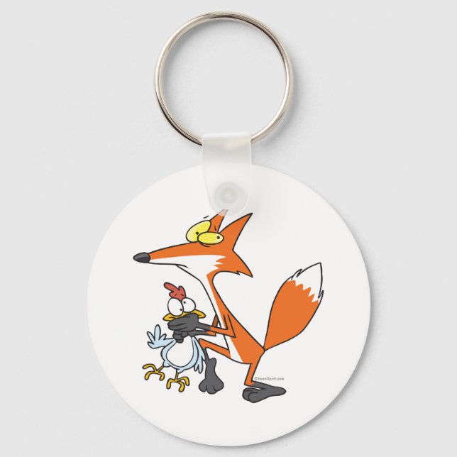 funny chicken stealing stealer fox key ring (Front)