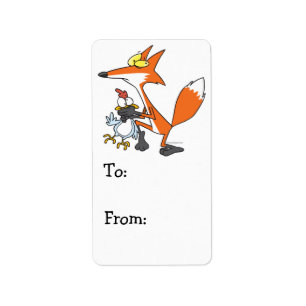 funny chicken stealing stealer fox label