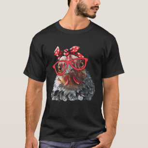 Funny Chicken Tee For Women Chicken Bandanna Glass