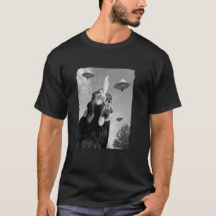 Funny Chicken UFO Selfie Photo Farm Aliens White B T-Shirt