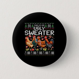 Funny Chicken Ugly Christmas Sweater Holiday Desig 6 Cm Round Badge