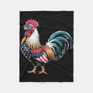 Funny Chicken Usa Flag Patriotic Chicken Lover 4th Fleece Blanket