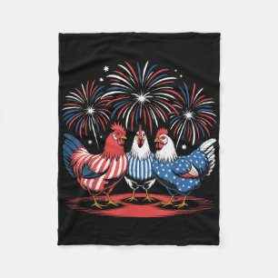 Funny Chicken Usa Flag Patriotic Chicken Lover 4th Fleece Blanket