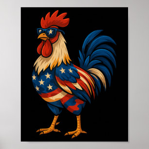 Funny Chicken Usa Flag Patriotic Chicken Lover 4th Poster