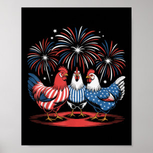 Funny Chicken Usa Flag Patriotic Chicken Lover 4th Poster