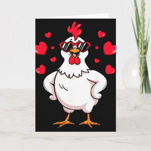 Funny Chicken Valentine Heart Sungles Humour For C Card