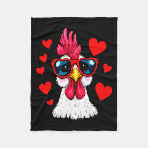 Funny Chicken Valentines Day Heart Chicken Couple  Fleece Blanket