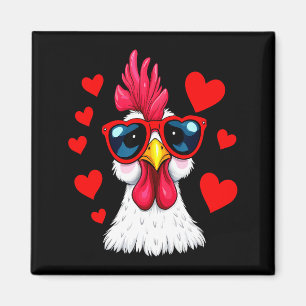 Funny Chicken Valentines Day Heart Chicken Couple  Magnet