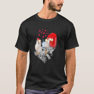 Funny Chicken Valentines Day Heart Chicken Couple  T-Shirt
