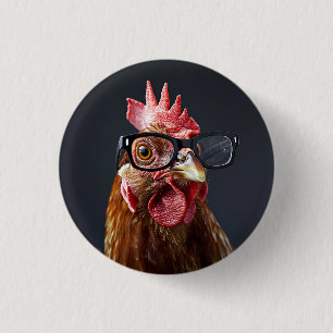 Funny Chicken Wearing Glasses 3 Cm Round Badge