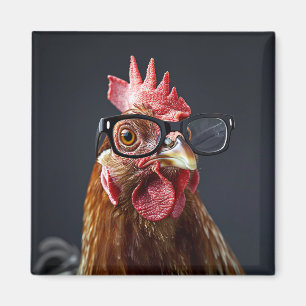 Funny Chicken Wearing Glasses Magnet
