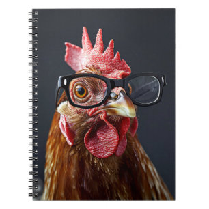 Funny Chicken Wearing Glasses Notebook