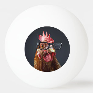 Funny Chicken Wearing Glasses Ping Pong Ball