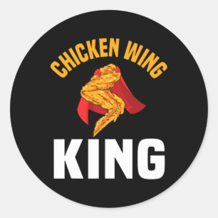 Funny Chicken Wing King Design Fast Food Men  Classic Round Sticker
