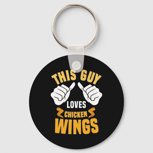 Funny Chicken Wings Lover Saying Hot Wing  Key Ring (Front)